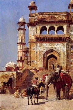 Egyptian Oil Painting - Before A Mosque Persian Egyptian Indian Edwin Lord Weeks